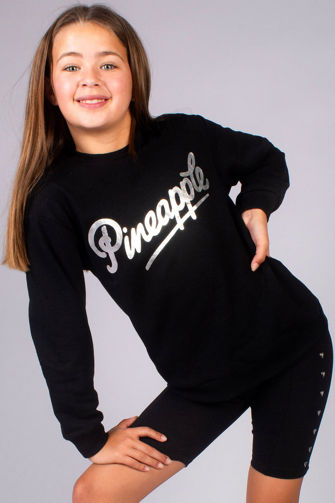 Kids black sweatshirt, Pineapple online print