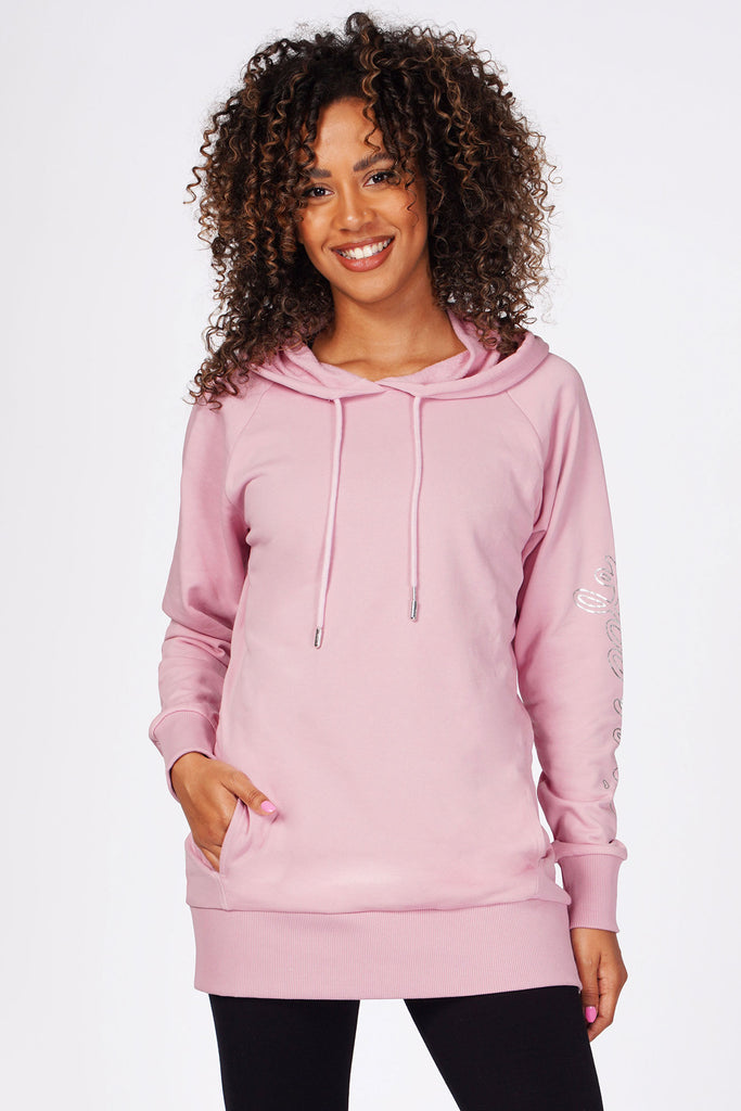 Women's Mocha Longline Hoodie with Gold Logo | Pineapple Leisurewear