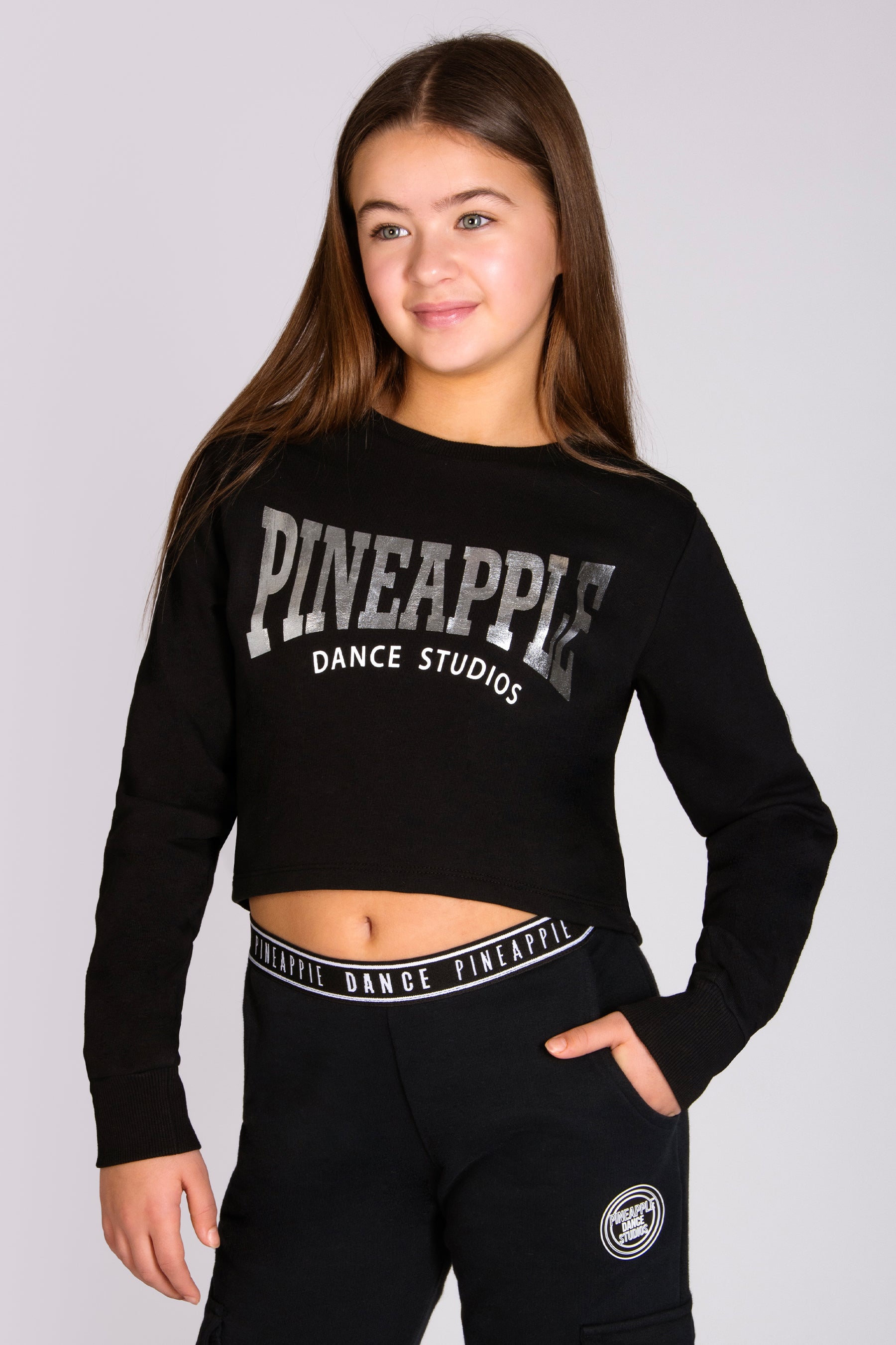 PINEAPPLE DANCEWEAR Girls Dance Stripe Jacquard Joggers Sweat Pants Grey  Marl