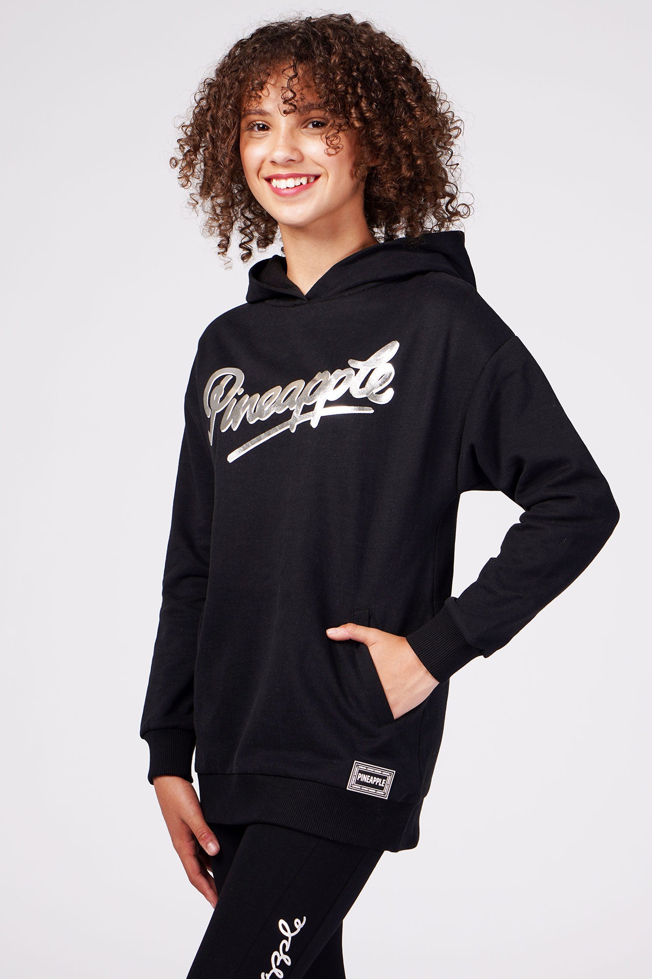 Buy Pineapple Girls Black Longline Logo Hoodie online