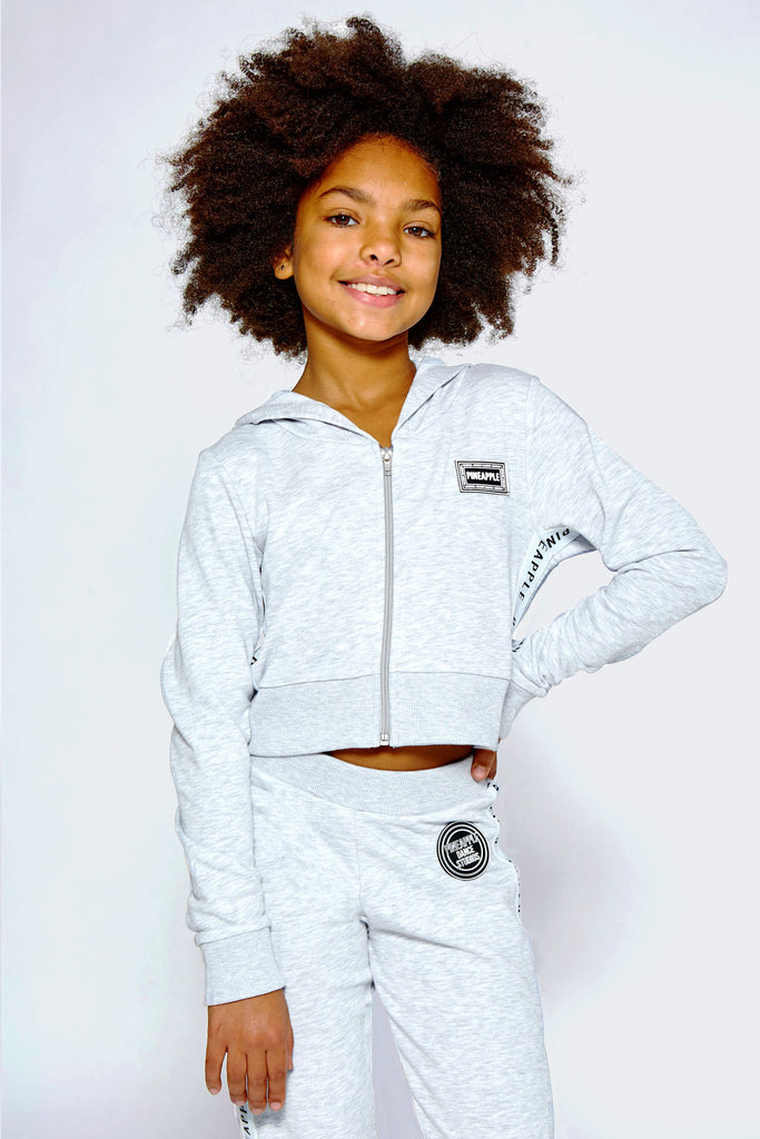 Buy Pineapple Girls' Grey Marl Tape Zip Hoodie online