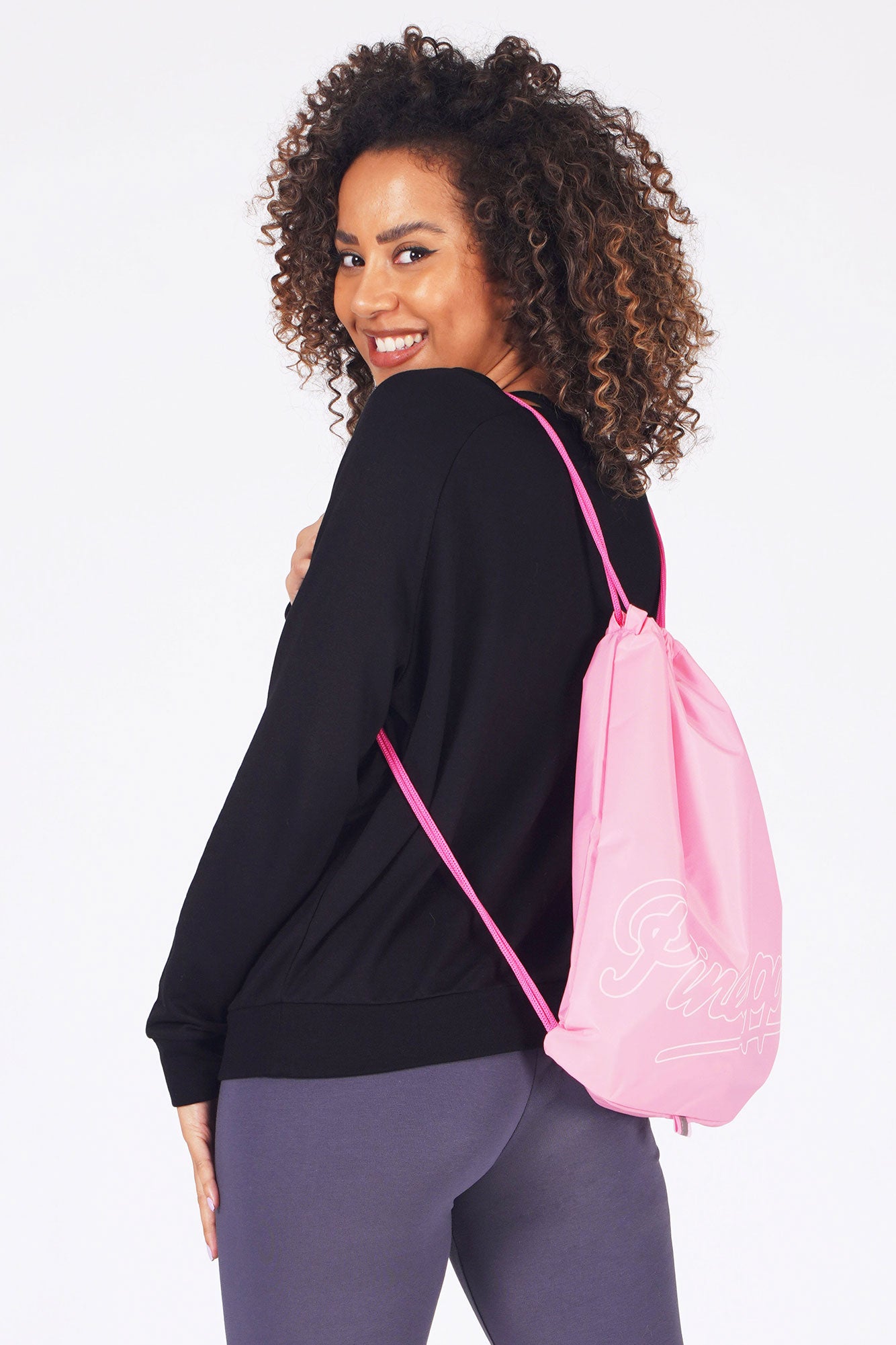 Buy Pineapple Logo Drawstring Pink Bag Online