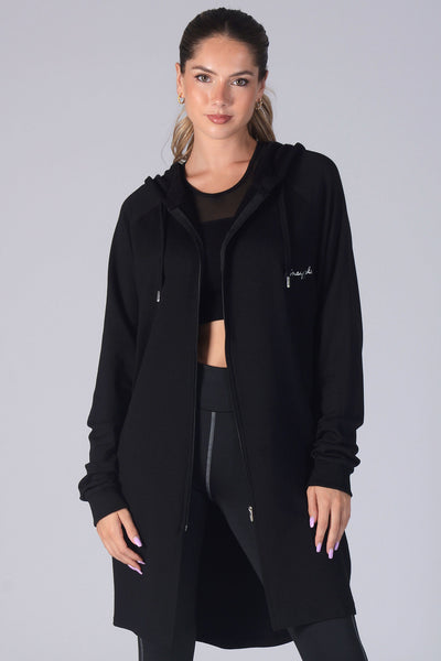 Long black on sale zip up hoodie